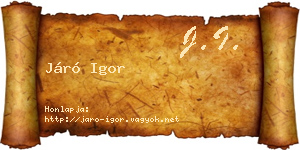 Járó Igor névjegykártya